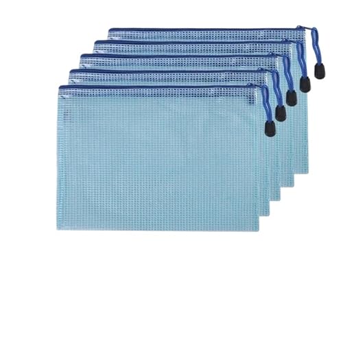 Plastic Wallets Zip Folders, 5 PCS A4 A5 A6 Zip Datei Ordner Schule Bürobedarf Schreibwaren(5 Pcs A5 Blue Bags) von ROJDFCNBW