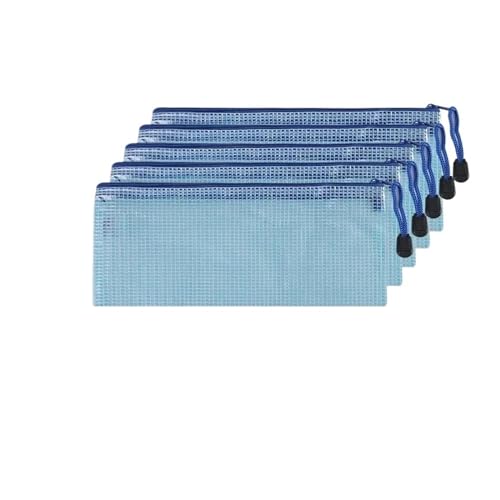 Plastic Wallets Zip Folders, 5 PCS A4 A5 A6 Zip Datei Ordner Schule Bürobedarf Schreibwaren(5 Pcs A6 Blue Bags) von ROJDFCNBW