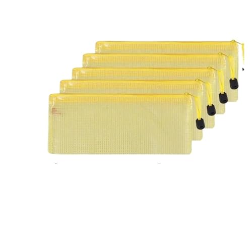 Plastic Wallets Zip Folders, 5 PCS A4 A5 A6 Zip Datei Ordner Schule Bürobedarf Schreibwaren(5 Pcs A6 Yellow Bag) von ROJDFCNBW