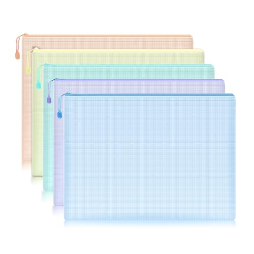 Plastic Wallets Zip Folders, 5 stücke Zip Datei Ordner A4 Schule Büro Liefert Bleistift Fall Lagerung Taschen(Mixed Color 5pcs) von ROJDFCNBW