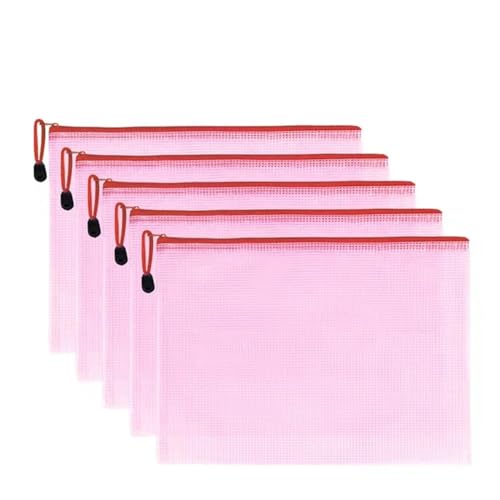 Plastic Wallets Zip Folders, 5Pcs A4 A5 B5 Durable Bleistift Fall Lagerung Taschen Schule Büro Liefert Datei(Red,29X20CM) von ROJDFCNBW