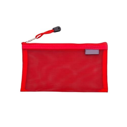 Plastic Wallets Zip Folders, Reißverschluss Große Kapazität Schreibwaren Tasche Tragbare Make-Up Transparent Fall Veranstalter Waschen Taschen(Red) von ROJDFCNBW
