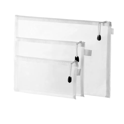 Plastic Wallets Zip Folders, Zip-Dokument Datei Ordner Schule Bürobedarf Bleistift Fall Kosmetik Make-Up Taschen(Sml 3pcs) von ROJDFCNBW