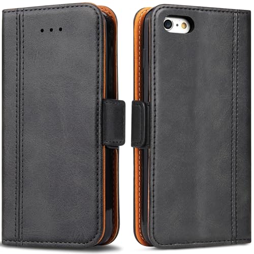 ROJIOJIO Handyhülle für iPhone 5/5S, iPhone SE 2016 Leder Handytasche Kartenfach Klappständer Magnetisch Lederhülle für iPhone 5/5S/SE 2016 Hülle, Schwarz ROJIOJIO Handyhülle für iPhone 5/5S, iPhone SE 2016 Leder Handytasche Kartenfach Klappständer Magnetisch Lederhülle für iPhone 5/5S/SE 2016 Hülle, Schwarz von ROJIOJIO
