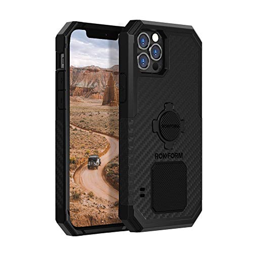 Rokform - iPhone 12 Pro Max Hülle, Rugged Serie, magnetische schützende Apple Gear, iPhone Cover mit RokLock Drehverschluss, Dual Magnet, Fallgetestete Rüstung (Schwarz) von ROKFORM