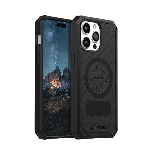 Rokform - iPhone 15 Pro Max Hülle, Rugged Series, Magnetic 15 Pro Max Cover mit RokLock Twist Lock, Drop Tested Armor (Schwarz) von ROKFORM