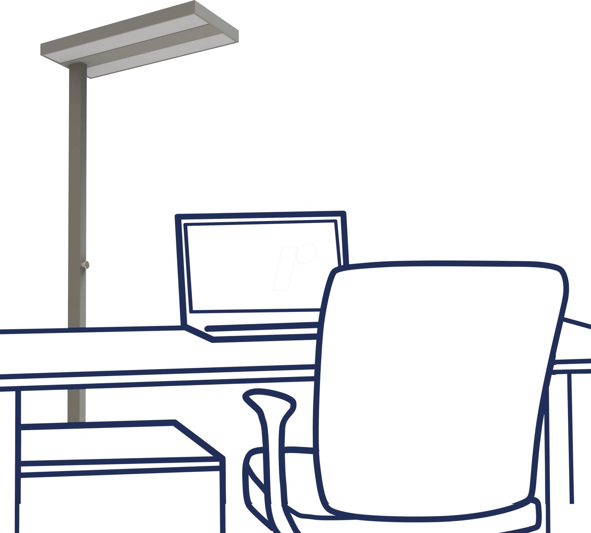 RK 1453163 - LED-Schreibtisch- Stehleuchte, 60 W, 7800 lm, 4000 K, silber von ROLF KERN