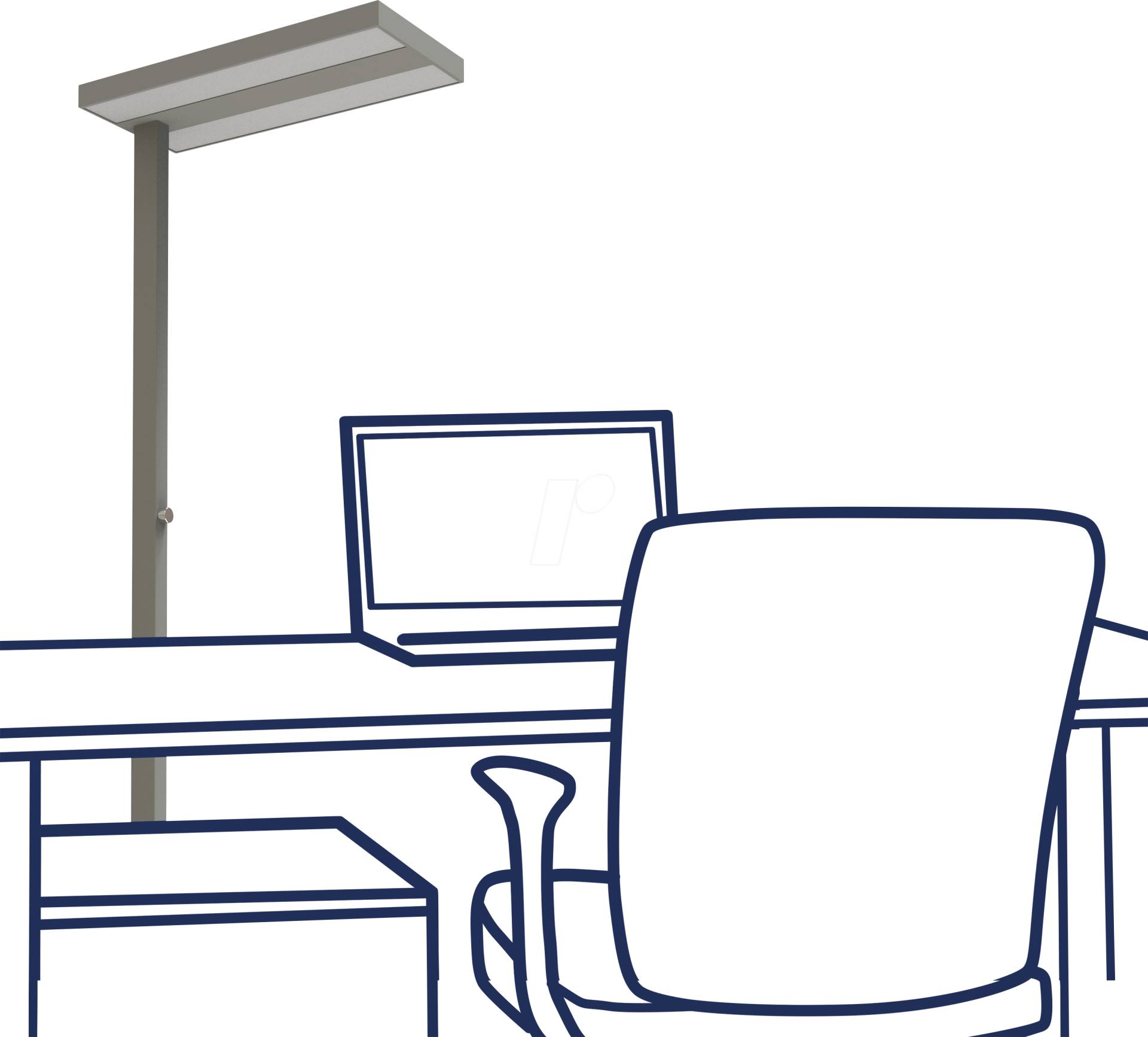 RK 1453163 - LED-Schreibtisch- Stehleuchte, 60 W, 7800 lm, 4000 K, silber RK 1453163 - LED-Schreibtisch- Stehleuchte, 60 W, 7800 lm, 4000 K, silber von ROLF KERN