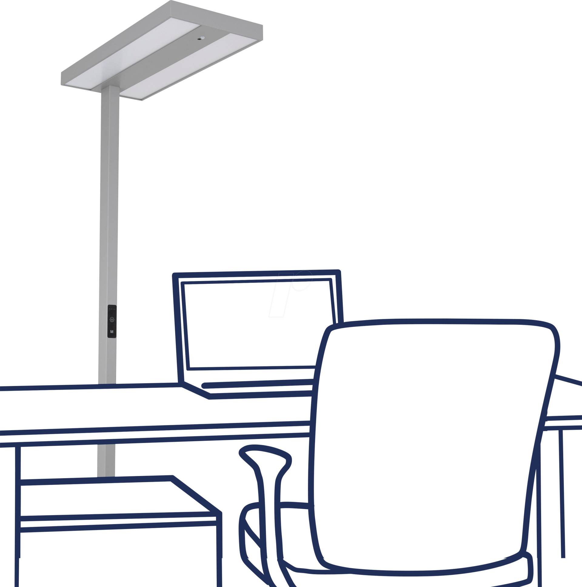RK 1453164 - LED-Schreibtisch- Stehleuchte, 60 W, 7800 lm, 4000 K, silber RK 1453164 - LED-Schreibtisch- Stehleuchte, 60 W, 7800 lm, 4000 K, silber von ROLF KERN
