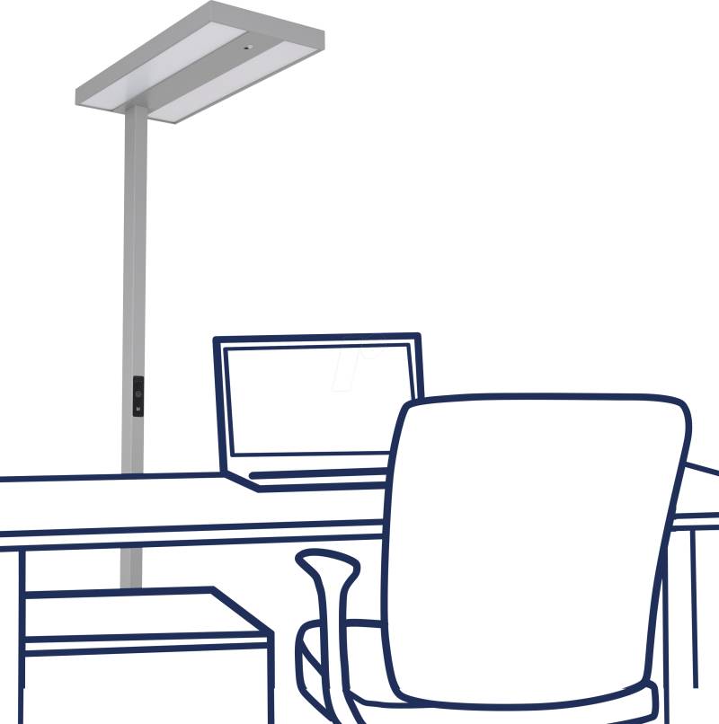 RK 1453164 - LED-Schreibtisch- Stehleuchte, 60 W, 7800 lm, 4000 K, silber von ROLF KERN