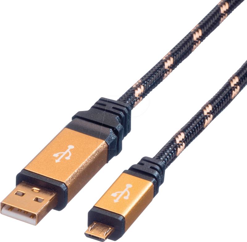 ROLINE 11028825 - USB 2.0 Kabel, A Stecker auf Micro-B Stecker, 0,8 m von ROLINE GOLD