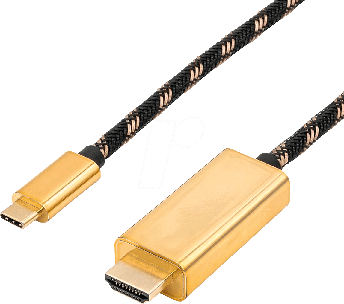 ROLINE 11045844 - Kabel, USB-C > HDMI, 4K 60Hz, schwarz/gold, 1 m von ROLINE GOLD