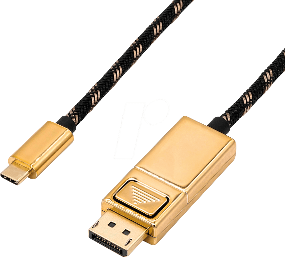 ROLINE 11045848 - Kabel, USB-C > DP 1.2, 4K 60Hz, schwarz/gold, 1 m von ROLINE GOLD