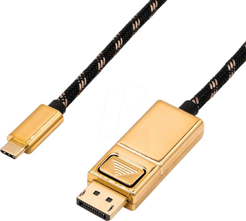 ROLINE 11045848 - Kabel, USB-C > DP 1.2, 4K 60Hz, schwarz/gold, 1 m von ROLINE GOLD
