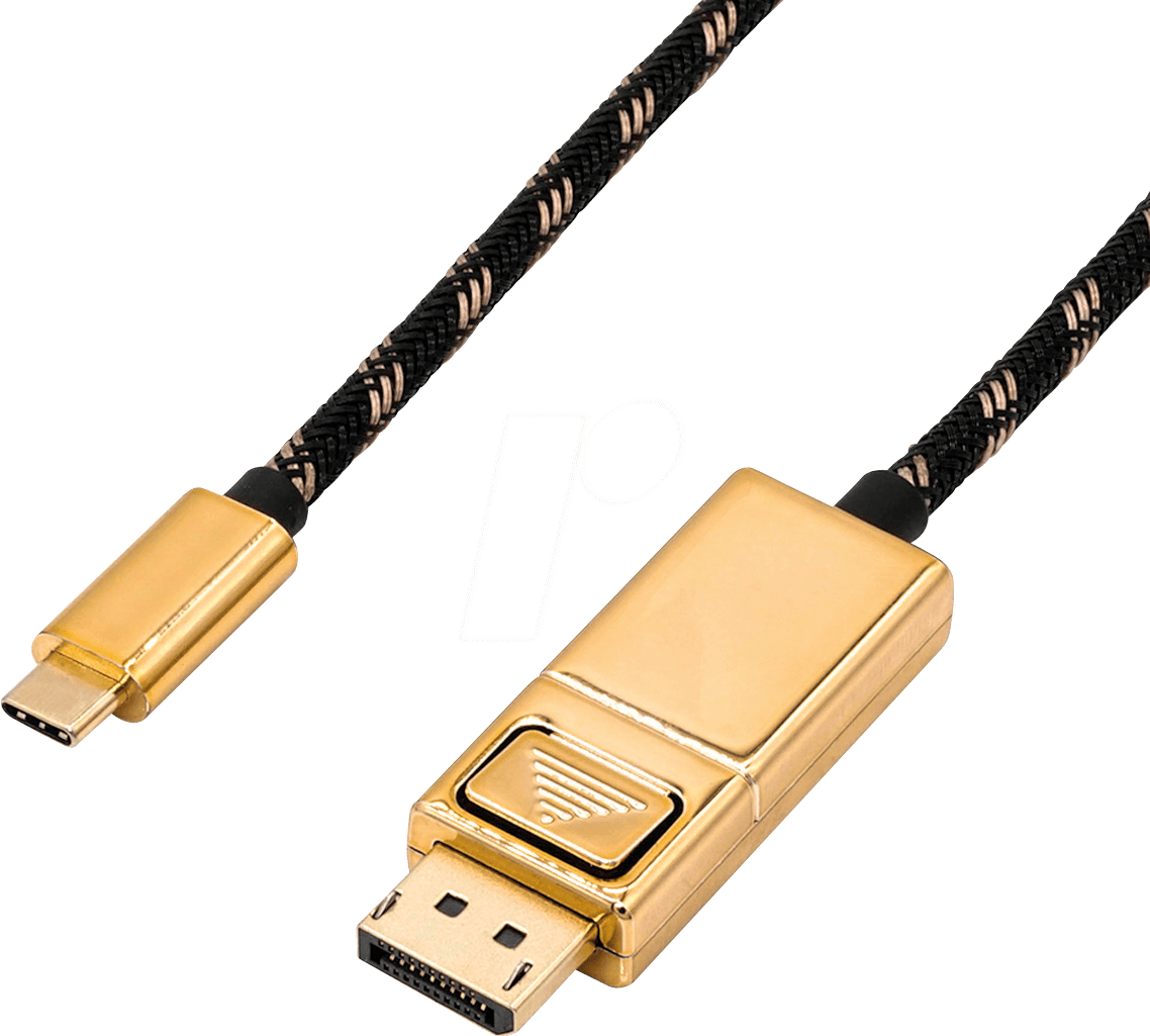 ROLINE 11045849 - Kabel, USB-C > DP 1.2, 4K 60Hz, schwarz/gold, 2 m von ROLINE GOLD