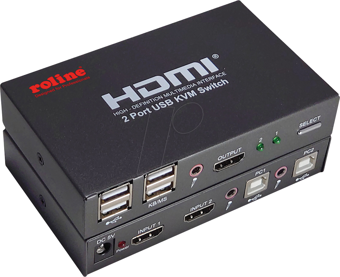 ROLINE 14013426 - 2-Port KVM Switch, HDMI von ROLINE