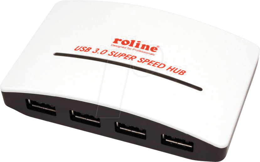 ROLINE 14025027 - USB 3.0 4 Port Hub, USB-A, schwarz/weiß von ROLINE