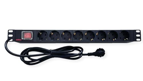 ROLINE 19"-Steckdosenleiste 8fach, mit EIN-/Aus-Schalter, schwarz, 2 m ROLINE 19"-Steckdosenleiste 8fach, mit EIN-/Aus-Schalter, schwarz, 2 m von ROLINE