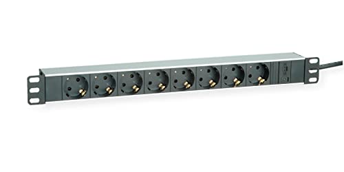 ROLINE 19"-Steckdosenleiste 8fach + C14-Stecker, Aluminium, 2 m von ROLINE