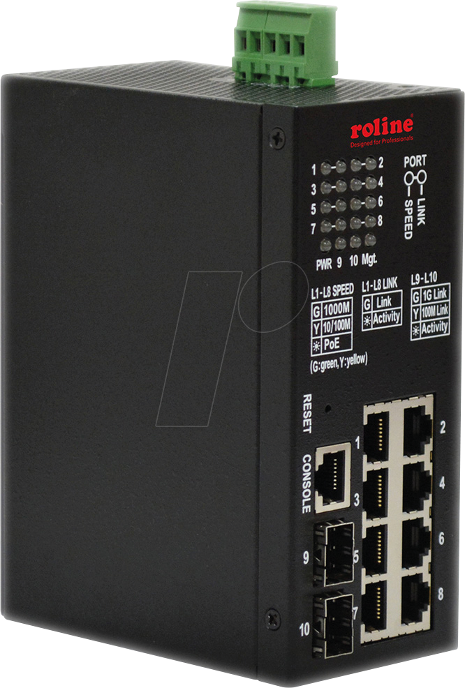 ROLINE 21131137 - Switch, 10-Port, Gigabit Ethernet, PoE+, SFP von ROLINE