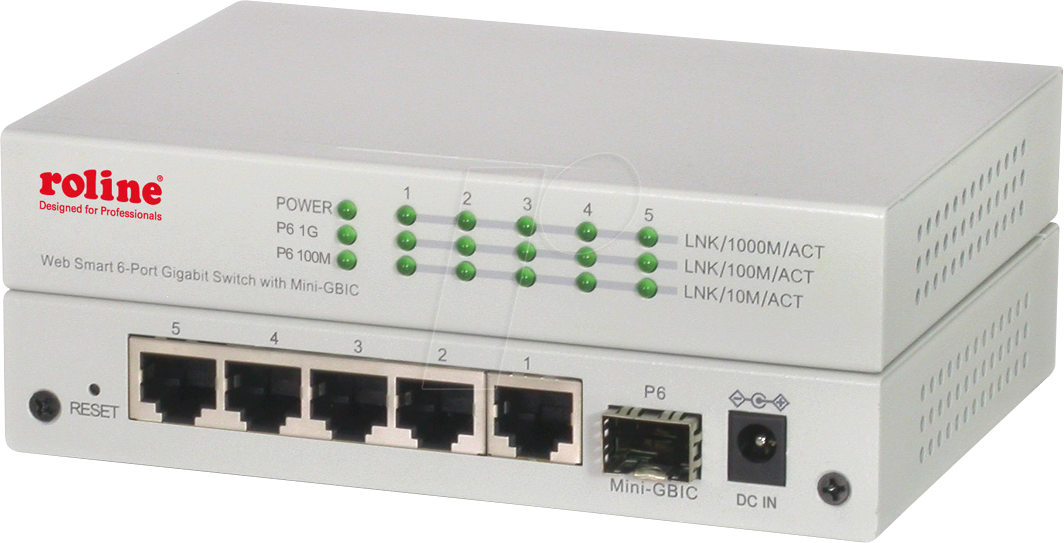 ROLINE 21143523 - Switch, 6-Port, Gigabit Ethernet, SFP von ROLINE