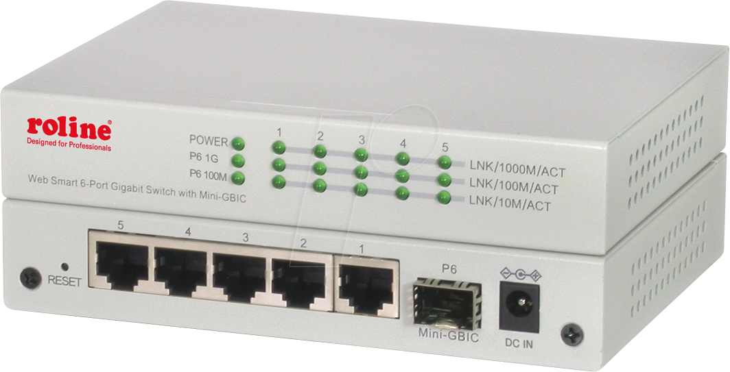 ROLINE 21143523 - Switch, 6-Port, Gigabit Ethernet, SFP ROLINE 21143523 - Switch, 6-Port, Gigabit Ethernet, SFP von ROLINE