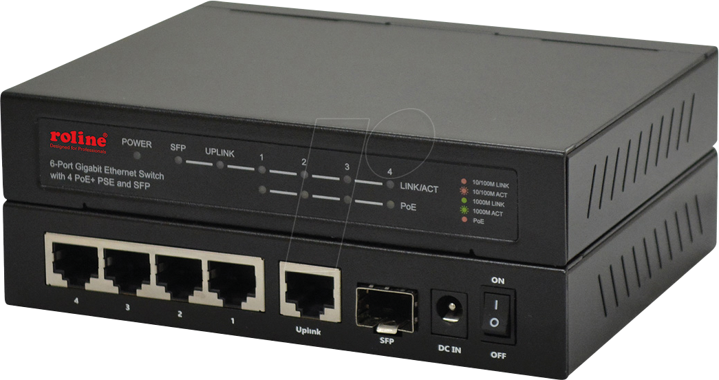 ROLINE 21143524 - Switch, 6-Port, Gigabit Ethernet, PoE+, SFP von ROLINE