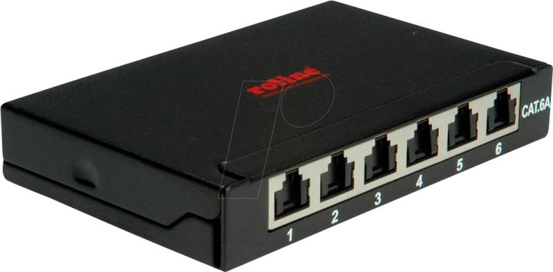 ROLINE 26110299 - Mini-Patchpanel, Cat.6a, 6x RJ45, 0,5HE, geschirmt, schwarz von ROLINE