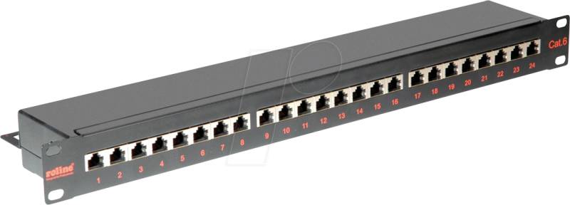 ROLINE 26110361 - 19'' Patchpanel, 1 HE, 24-Port, Cat.6, schwarz von ROLINE