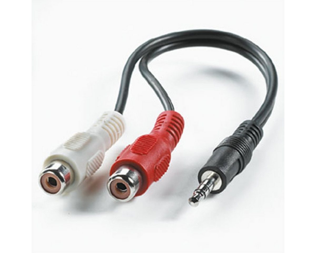 ROLINE 3,5mm (ST)-zu-Cinch (2x BU) Kabel Audio-Kabel, Klinke 3,5 mm, 3-polig Stereo (Mini-Klinke) Männlich (Stecker), Cinch (RCA) Weiblich (Buchse) (20.0 cm), 0,2m von ROLINE