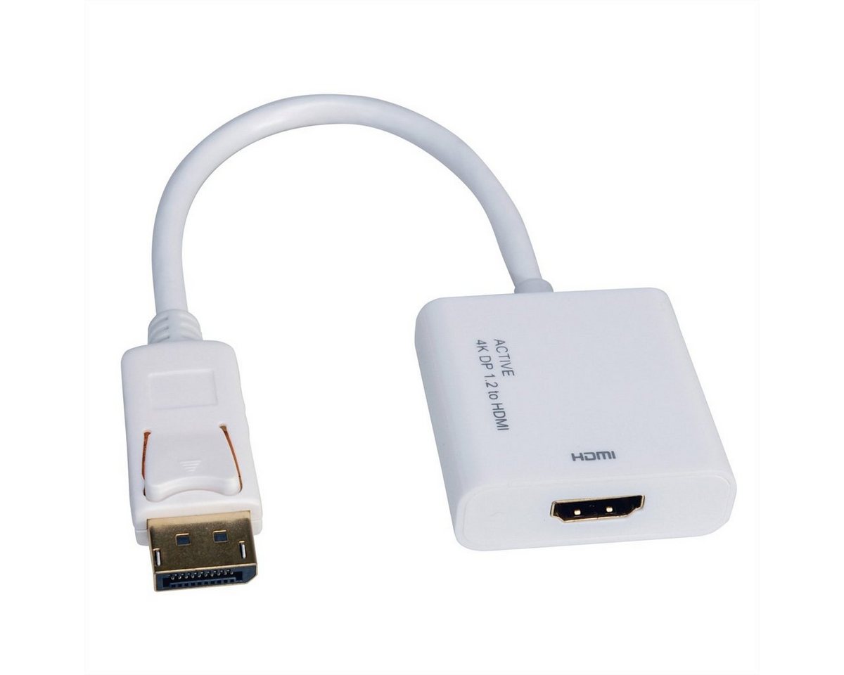 ROLINE 4K DisplayPort-HDMI Adapter, v1.2, DP ST - HDMI BU Audio- & Video-Adapter DisplayPort Männlich (Stecker) zu HDMI Typ A Weiblich (Buchse), 15.0 cm, Aktiv von ROLINE