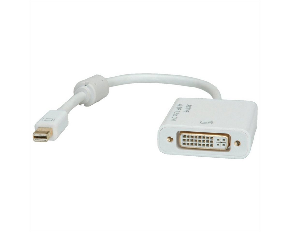 ROLINE 4K Mini DisplayPort-DVI Adapter, Mini DP ST - DVI BU Audio- & Video-Adapter Mini DisplayPort Männlich (Stecker) zu DVI-D 24+1, Dual-Link Weiblich (Buchse), 10.0 cm von ROLINE