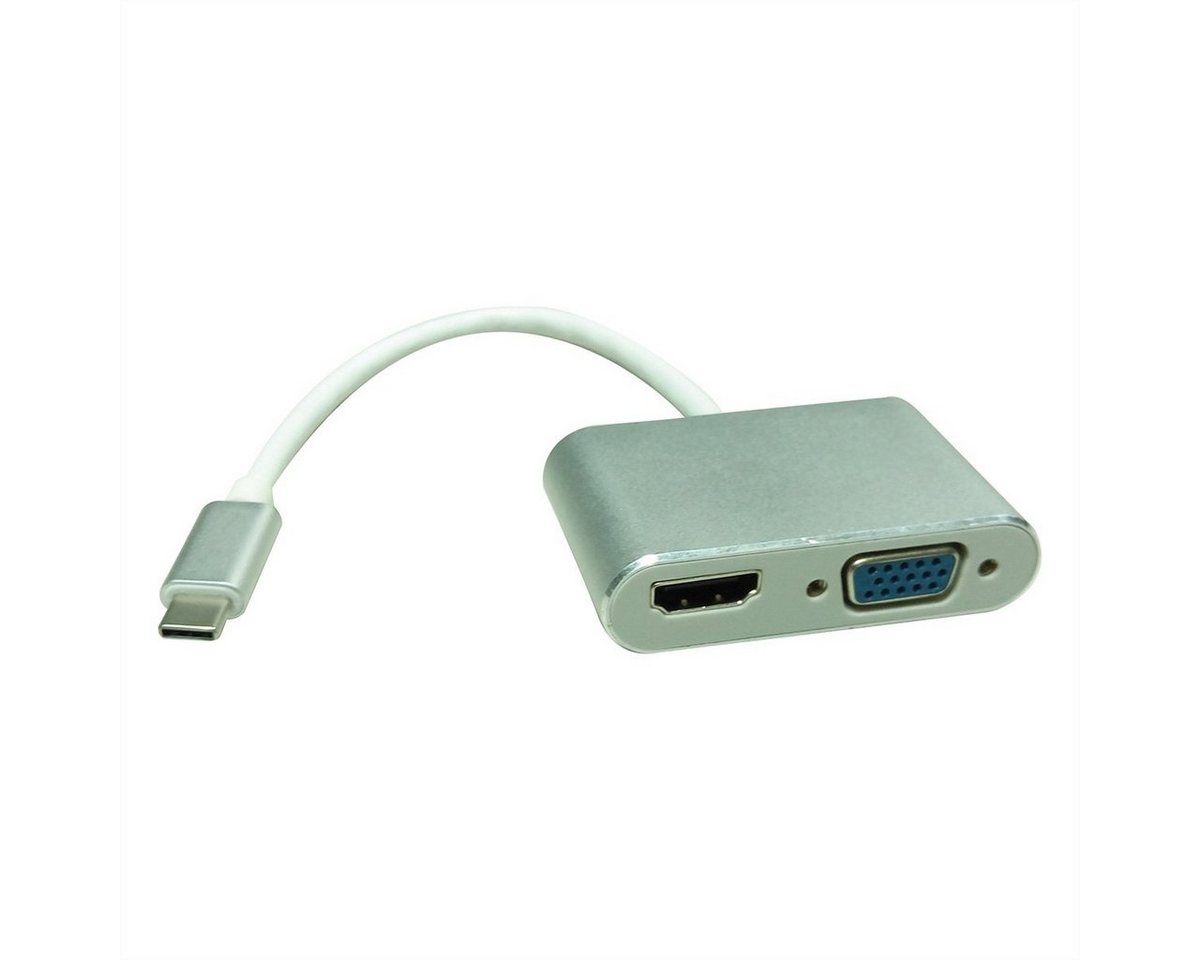 ROLINE Display Adapter USB Typ C - VGA + HDMI Audio- & Video-Adapter USB Typ C (USB-C) Männlich (Stecker) zu HDMI Typ A Weiblich (Buchse), 10.0 cm von ROLINE