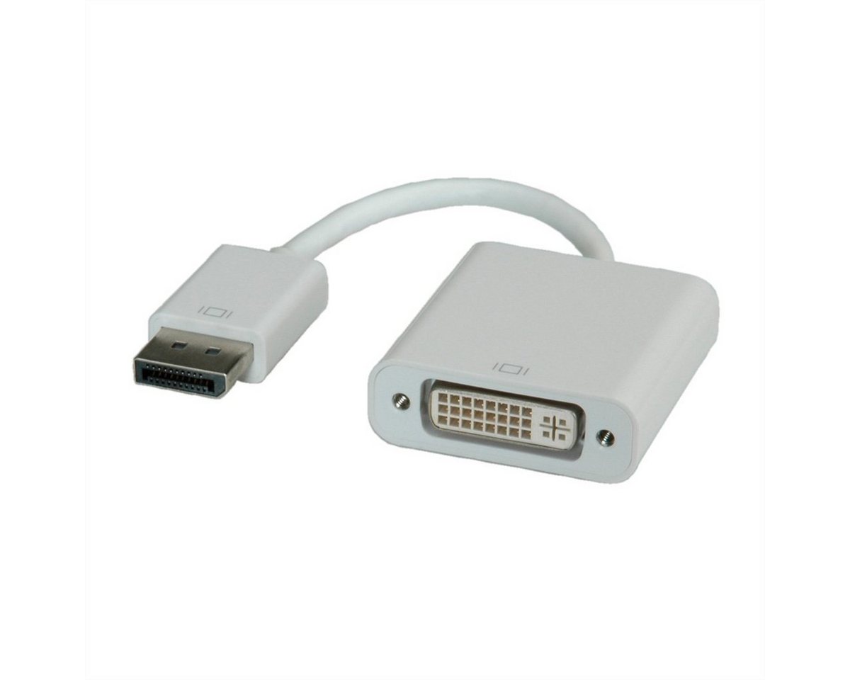 ROLINE DisplayPort-DVI Adapter, DP Stecker-DVI Buchse Audio- & Video-Adapter DisplayPort Männlich (Stecker) zu DVI-D 24+1, Dual-Link Weiblich (Buchse), 15.0 cm von ROLINE