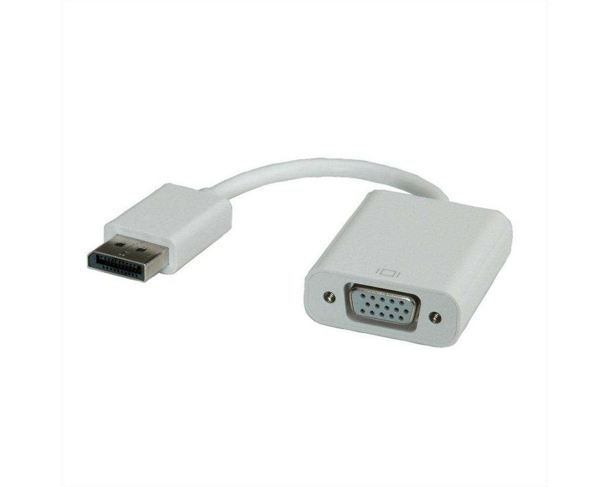 ROLINE DisplayPort-VGA Adapter, v1.2, DP ST - VGA BU Audio- & Video-Adapter DisplayPort Männlich (Stecker) zu HD D-Sub 15-polig (HD-15), VGA Weiblich (Buchse), 15.0 cm, Aktiv von ROLINE