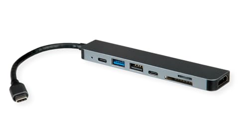 ROLINE Dockingstation USB Typ C, 4K HDMI, USB 2.0 (Typ-A), USB 3.2 Gen 1 (Typ-A+C), PD, SD/MicroSD von ROLINE