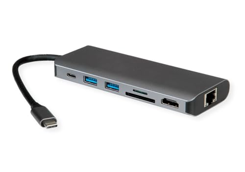 ROLINE Dockingstation USB Typ C, 8K30 HDMI, USB 3.2 Gen 1 (Typ-A), PD, LAN, SD/MicroSD von ROLINE