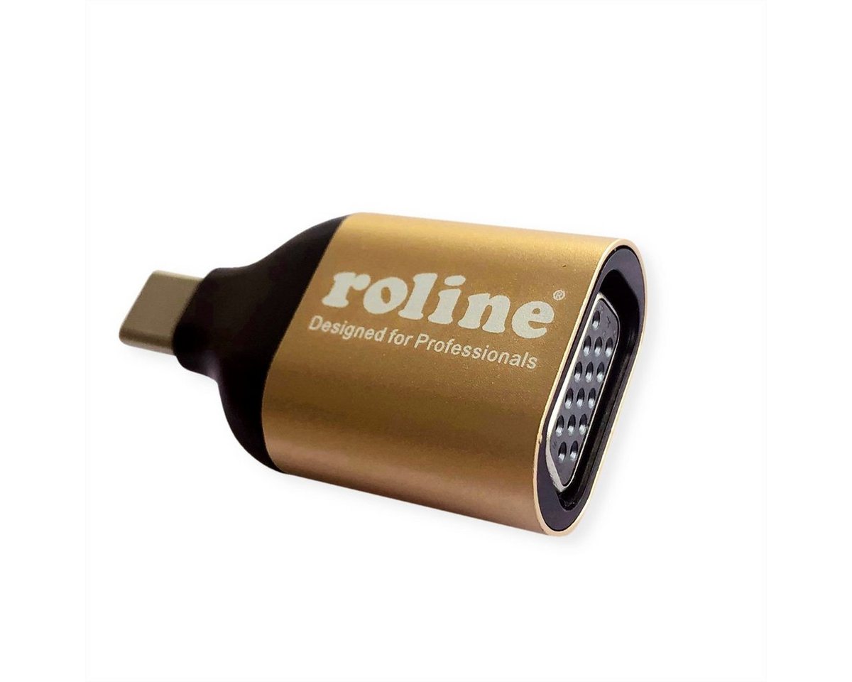 ROLINE GOLD Display Adapter USB Typ C - VGA Audio- & Video-Adapter USB Typ C (USB-C) Männlich (Stecker) zu HD D-Sub 15-polig (HD-15), VGA Weiblich (Buchse) von ROLINE