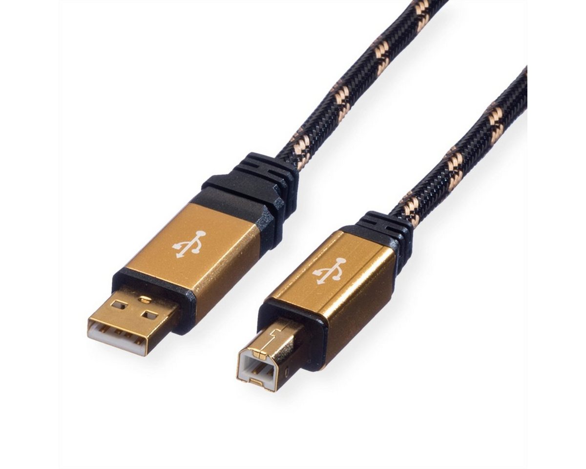ROLINE GOLD USB 2.0 Kabel, Typ A-B USB-Kabel, USB 2.0 Typ A Männlich (Stecker), USB 2.0 Typ B Männlich (Stecker) (300.0 cm), Retail Blister von ROLINE