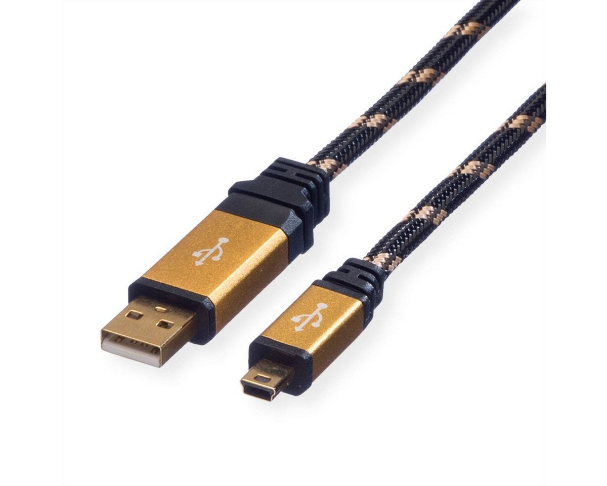 ROLINE GOLD USB 2.0 Kabel USB-Kabel, USB 2.0 Typ A Männlich (Stecker), USB 2.0 Typ 5-pin Mini Männlich (Stecker) (80.0 cm), Typ A - 5-Pin Mini von ROLINE