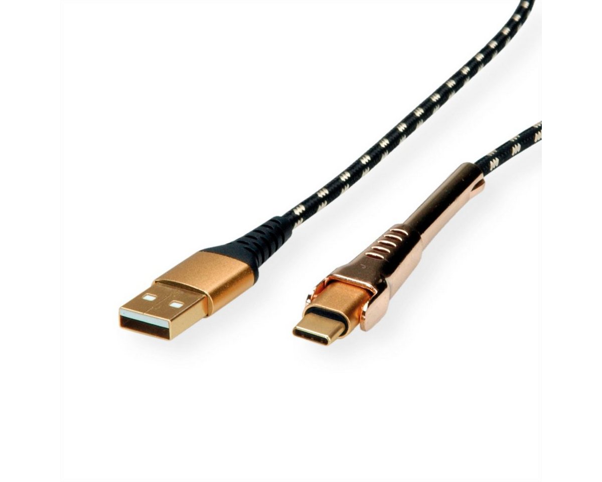 ROLINE GOLD USB 2.0 Sync- & Ladekabel, USB-A/USB-C USB-Kabel, USB 2.0 Typ A Männlich (Stecker), USB Typ C (USB-C) Männlich (Stecker) (100.0 cm), Stütze von ROLINE