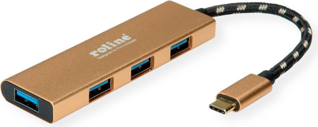 ROLINE GOLD USB 3.2 Gen 1 Hub, 4fach, Typ C Anschlusskabel (14.02.5049) von ROLINE