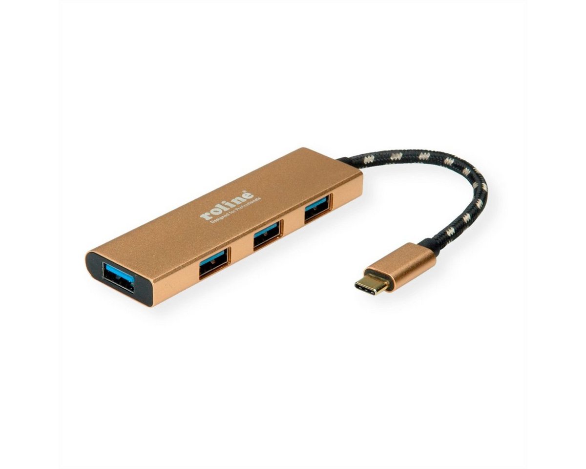 ROLINE GOLD USB 3.2 Gen 1 Hub, 4fach, Typ C Anschlusskabel Computer-Adapter, 10.0 cm von ROLINE