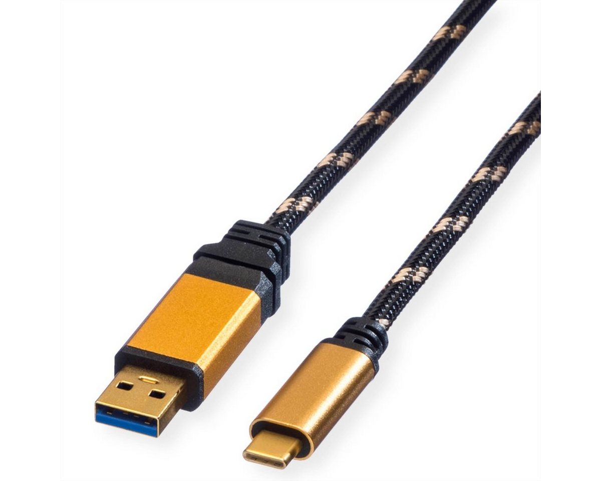 ROLINE GOLD USB 3.2 Gen 1 Kabel, A-C, ST/ST USB-Kabel, USB 3 Typ A Männlich (Stecker), USB Typ C (USB-C) Männlich (Stecker) (50.0 cm), Retail Blister von ROLINE