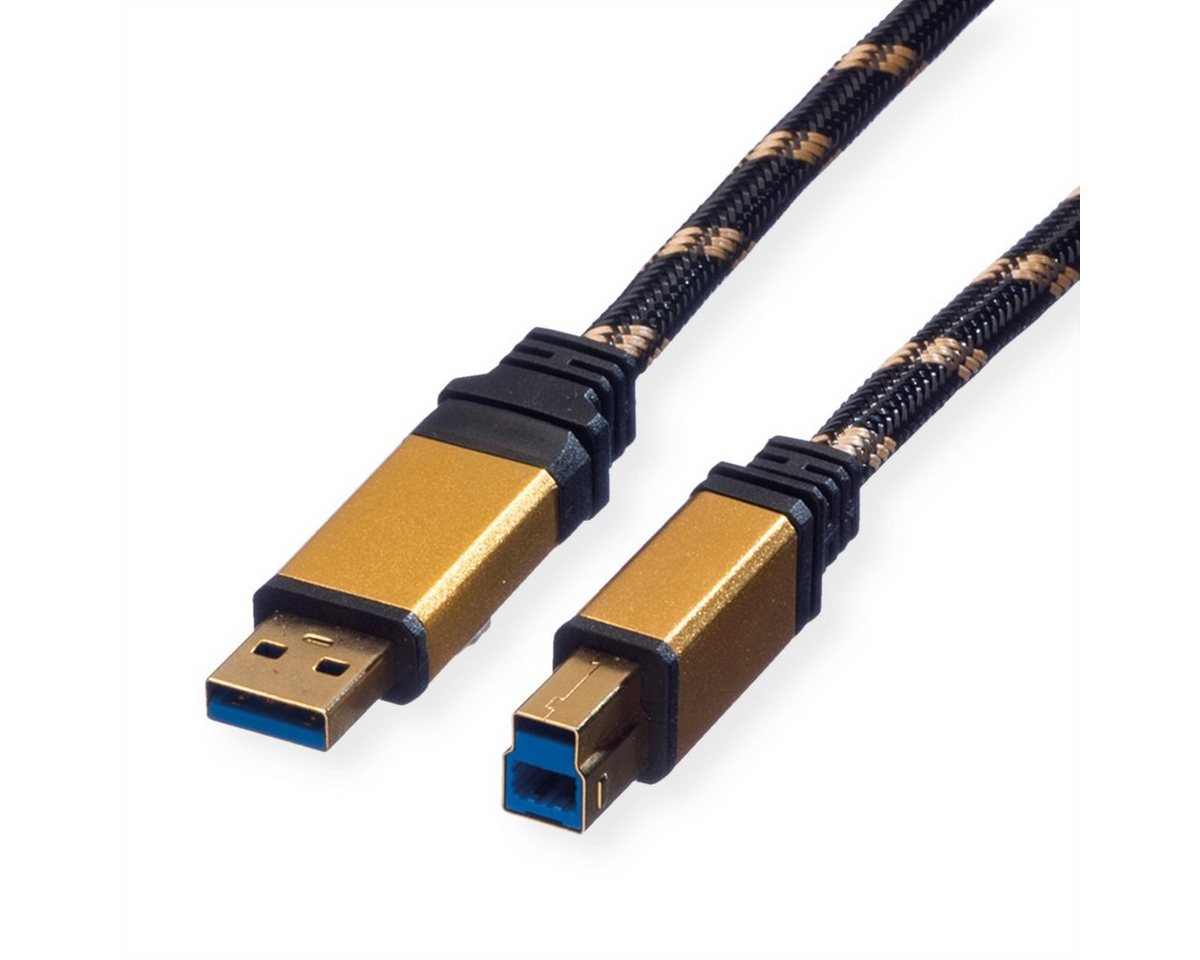 ROLINE GOLD USB 3.2 Gen 1 Kabel, Typ A-B USB-Kabel, USB 3 Typ A Männlich (Stecker), USB 3 Typ B Männlich (Stecker) (80.0 cm), Retail Blister von ROLINE