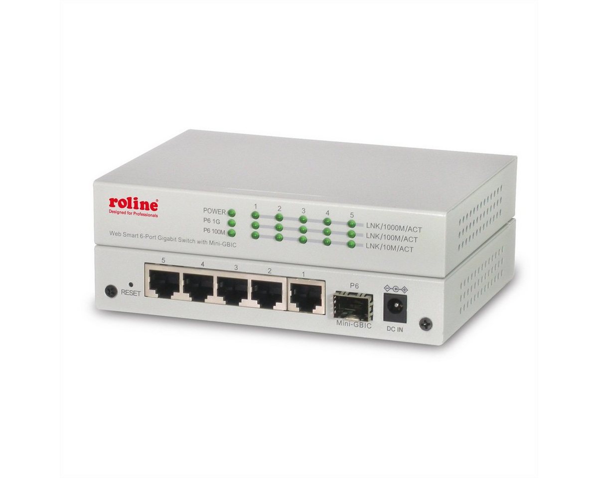 ROLINE Gigabit Ethernet Switch 6 Ports (5x 10/100/1000 + 1x SFP) Netzwerk-Switch (WebSmart) von ROLINE
