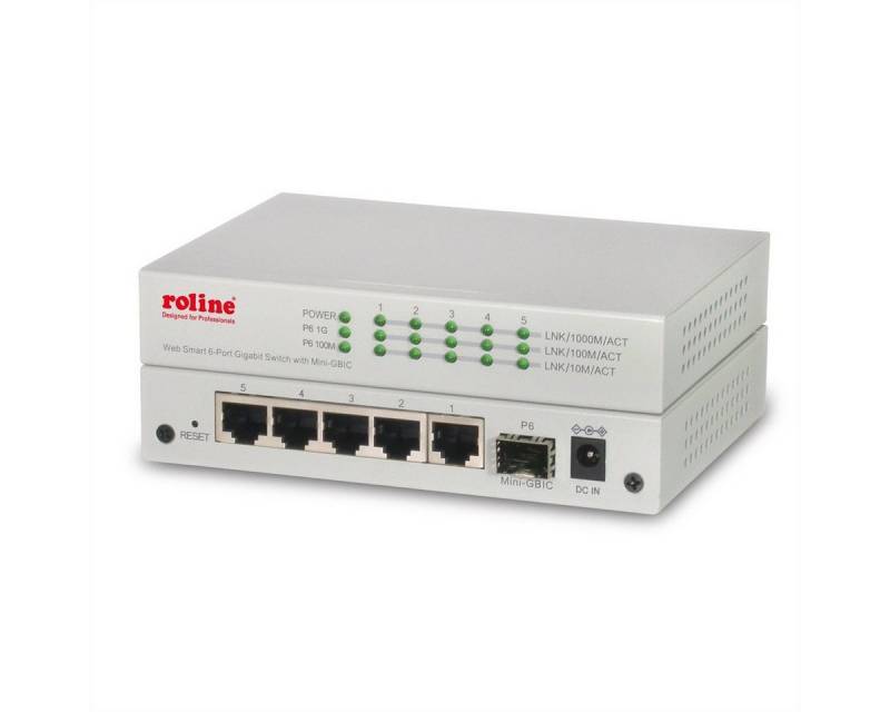 ROLINE Gigabit Ethernet Switch 6 Ports (5x 10/100/1000 + 1x SFP) Netzwerk-Switch (WebSmart) von ROLINE
