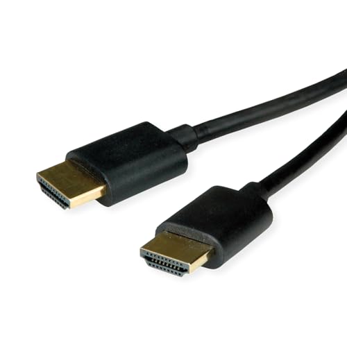 ROLINE HDMI High Speed Kabel mit Ethernet, Slim, ST-ST, schwarz, 3 m von ROLINE
