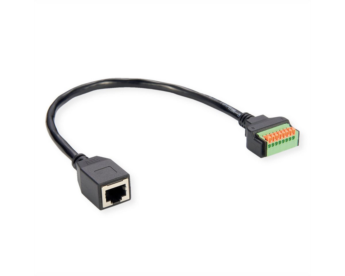 ROLINE Kabeladapter RJ45 Buchse zu Terminalblock Computer-Adapter RJ-45 (8P8C) Weiblich (Buchse) zu Terminalblock, 8-pin Weiblich (Buchse), 30 cm, (Drucktasten) von ROLINE