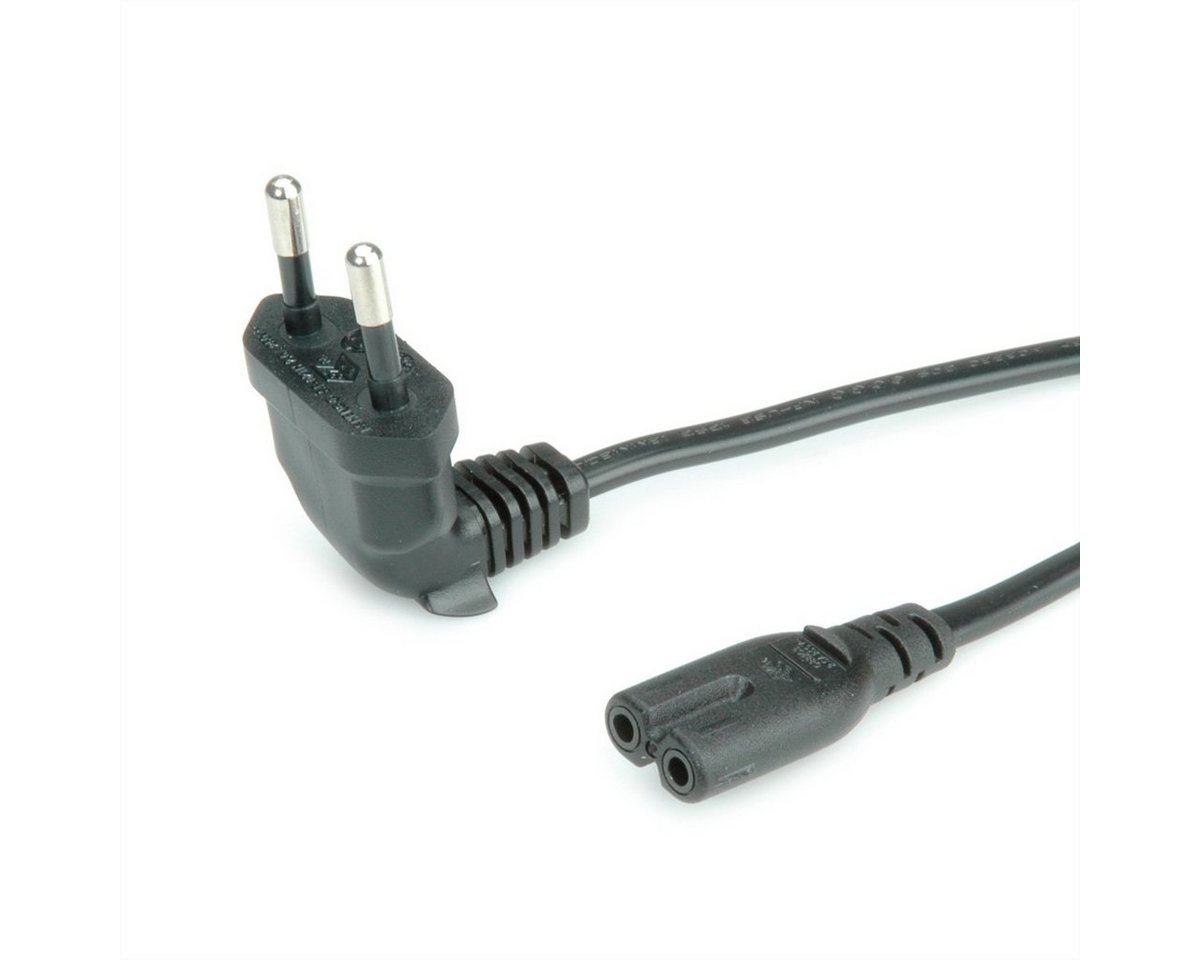 ROLINE Netzkabel Euro-Stecker (abgewinkelt) auf C7, 2pol. Stromkabel, Eurostecker, 2,5A, CEE 7/16, Typ-C Männlich (Stecker), IEC320 C7, Rasierer, 2,5A Weiblich (Buchse) (180.0 cm) von ROLINE
